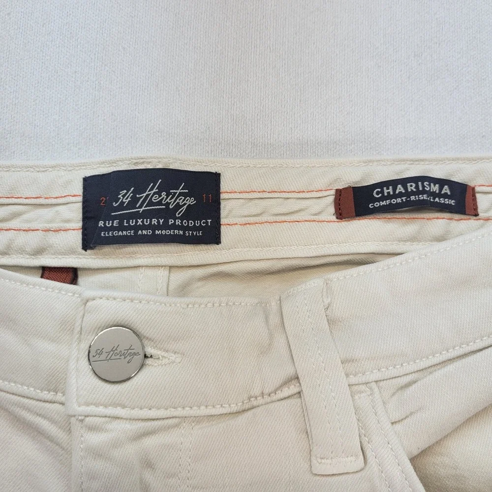 34 Heritage Charisma Pants Mens 35x30 Cream Classic Comfort Rise Luxury Stretch